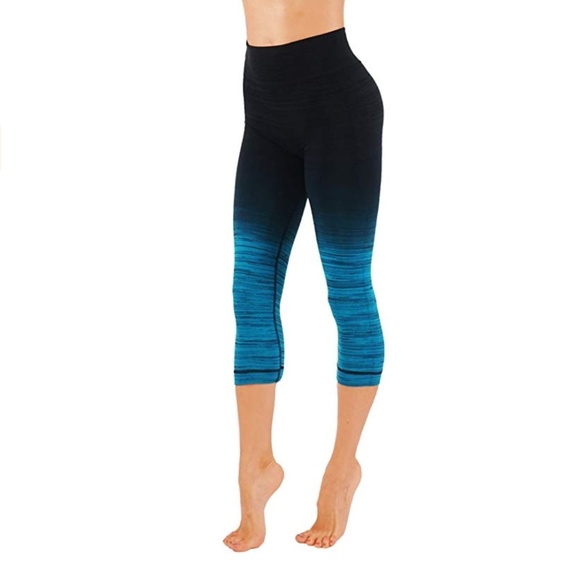Ombre leggings dry fit workout pants teal - Picture 2 of 4